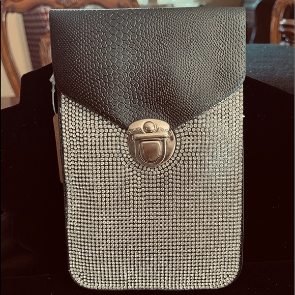 Smartphone Mini Crossbody Black, gold & Rhinestone - Picture 2 of 3